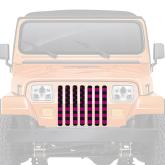 Dirty Acres® - 1-Pc Black and Hot Pink American Flag Style Perforated Main Grille