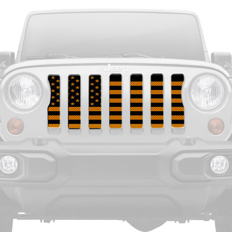 Dirty Acres® - 1-Pc Platinum American Flag Style Black/Orange Perforated Main Grille