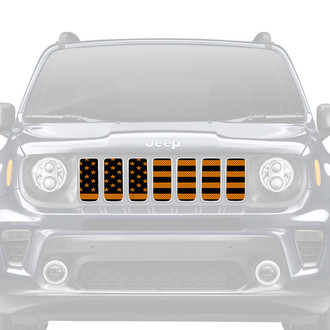 Dirty Acres® - 1-Pc Platinum American Flag Style Black/Orange Perforated Main Grille