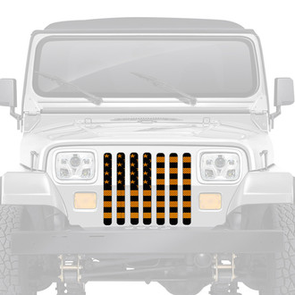 Dirty Acres® - 1-Pc Platinum American Flag Style Black/Orange Perforated Main Grille