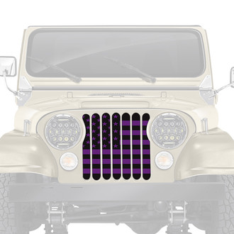 Dirty Acres® - 1-Pc Platinum American Flag Style Black/Purple Perforated Main Grille