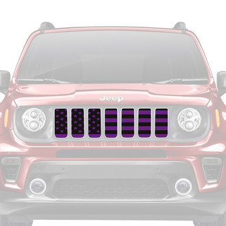 Dirty Acres® - 1-Pc Platinum American Flag Style Black/Purple Perforated Main Grille