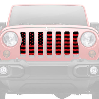 Dirty Acres® - 1-Pc Platinum American Flag Style Black/Red Perforated Main Grille