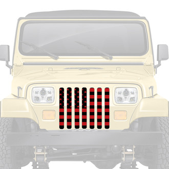 Dirty Acres® - 1-Pc Platinum American Flag Style Black/Red Perforated Main Grille