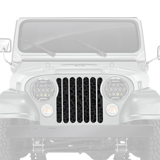 Dirty Acres® - 1-Pc Platinum Leopard Print Style Gray/Black Perforated Main Grille
