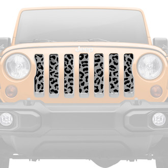 Dirty Acres® - 1-Pc Platinum Gray Leopard Print Style Perforated Main Grille