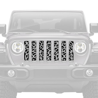 Dirty Acres® - 1-Pc Platinum Gray Leopard Print Style Perforated Main Grille