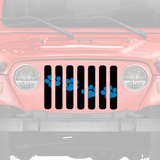 Dirty Acres® - 1-Pc Platinum Puppy Paw Prints Style Blue Perforated Main Grille