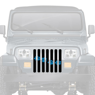 Dirty Acres® - 1-Pc Platinum Puppy Paw Prints Style Blue Perforated Main Grille