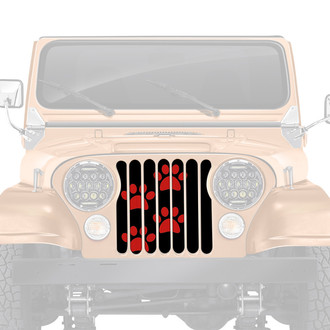 Dirty Acres® - 1-Pc Platinum Puppy Paw Prints Style Red Perforated Main Grille