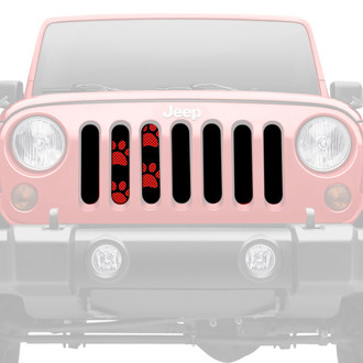 Dirty Acres® - 1-Pc Platinum Puppy Paw Prints Style Red Perforated Main Grille
