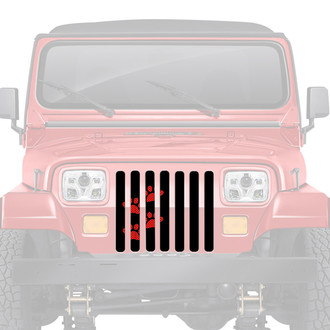 Dirty Acres® - 1-Pc Platinum Puppy Paw Prints Style Red Perforated Main Grille
