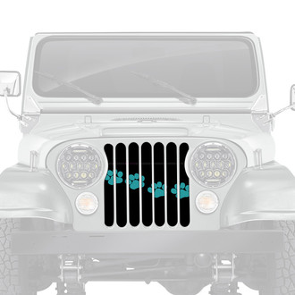 Dirty Acres® - 1-Pc Platinum Puppy Paw Prints Style Teal Perforated Main Grille
