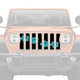Dirty Acres® - 1-Pc Platinum Puppy Paw Prints Style Teal Perforated Main Grille