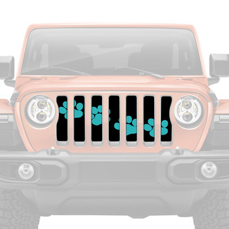 Dirty Acres® - 1-Pc Platinum Puppy Paw Prints Style Teal Perforated Main Grille