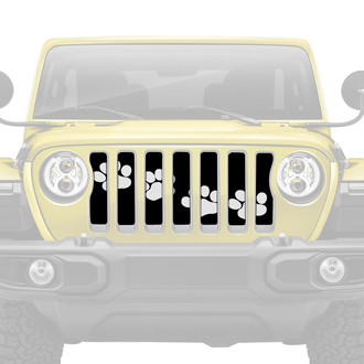 Dirty Acres® - 1-Pc Platinum Puppy Paw Prints Style White Perforated Main Grille