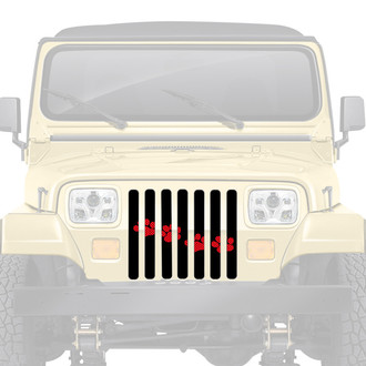 Dirty Acres® - 1-Pc Platinum Puppy Paw Prints Style Red Perforated Main Grille