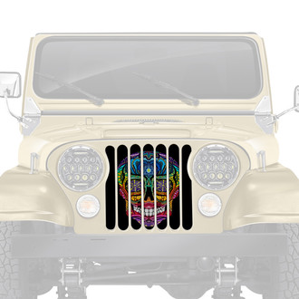 Dirty Acres® - 1-Pc Platinum Sugar Skull Rainbow Style Perforated Main Grille