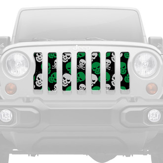 Dirty Acres® - 1-Pc Platinum Skulls Style Green Perforated Main Grille