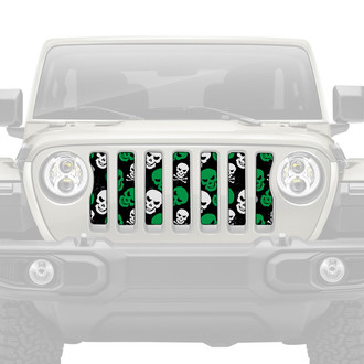 Dirty Acres® - 1-Pc Platinum Skulls Style Green Perforated Main Grille