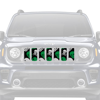 Dirty Acres® - 1-Pc Platinum Skulls Style Green Perforated Main Grille