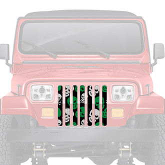 Dirty Acres® - 1-Pc Platinum Skulls Style Green Perforated Main Grille