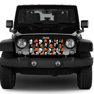 Dirty Acres® - 1-Pc Platinum Skulls Style Orange Perforated Main Grille