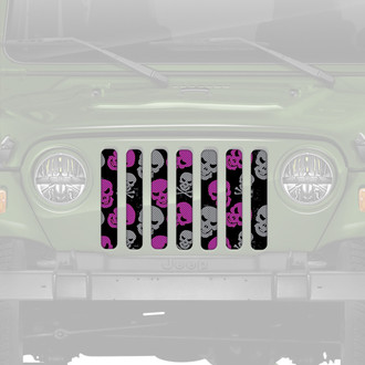 Dirty Acres® - 1-Pc Platinum Skulls Style Purple/Gray Perforated Main Grille