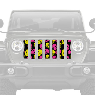 Dirty Acres® - 1-Pc Platinum Skulls Style Pink/Yellow Perforated Main Grille