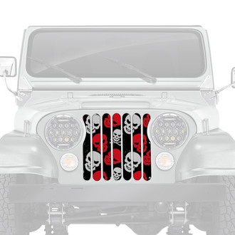 Dirty Acres® - 1-Pc Platinum Skulls Style Red/White Perforated Main Grille