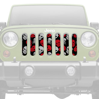 Dirty Acres® - 1-Pc Platinum Skulls Style Red/White Perforated Main Grille