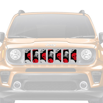 Dirty Acres® - 1-Pc Platinum Skulls Style Red/White Perforated Main Grille