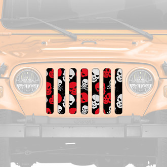 Dirty Acres® - 1-Pc Platinum Skulls Style Red/White Perforated Main Grille