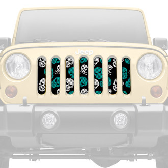 Dirty Acres® - 1-Pc Platinum Skulls Style Teal Perforated Main Grille