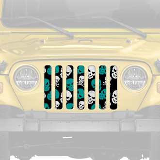 Dirty Acres® - 1-Pc Platinum Skulls Style Teal Perforated Main Grille