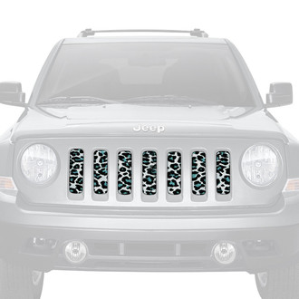 Dirty Acres® - 1-Pc Platinum Leopard Print Style Teal/White Perforated Main Grille