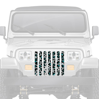 Dirty Acres® - 1-Pc Platinum Leopard Print Style Teal/White Perforated Main Grille