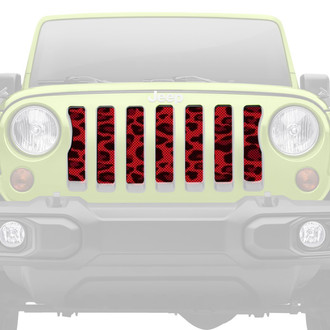 Dirty Acres® - 1-Pc Platinum Leopard Print Style Red Perforated Main Grille