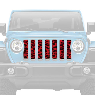 Dirty Acres® - 1-Pc Platinum Leopard Print Style Red Perforated Main Grille