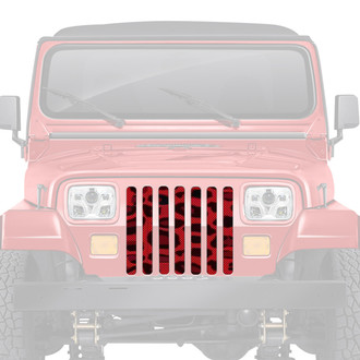 Dirty Acres® - 1-Pc Platinum Leopard Print Style Red Perforated Main Grille