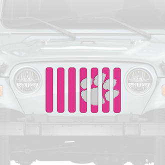 Dirty Acres® - 1-Pc Tiger Paw Print Style White/Pink Perforated Main Grille