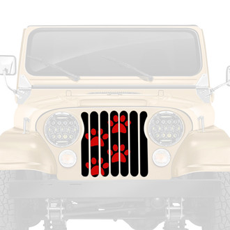 Dirty Acres® - 1-Pc Puppy Paw Prints Style Red Perforated Main Grille