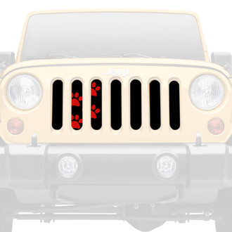 Dirty Acres® - 1-Pc Puppy Paw Prints Style Red Perforated Main Grille