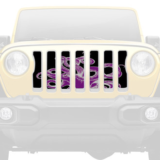 Dirty Acres® - 1-Pc Octopus Style Purple/White/Black Perforated Main Grille