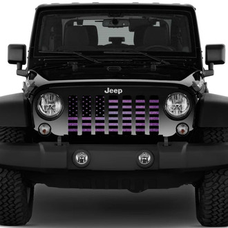 Dirty Acres® - 1-Pc American Flag Style Purple Fleck Perforated Main Grille