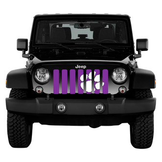 Dirty Acres® - 1-Pc Tiger Paw Print Style White/Purple Perforated Main Grille