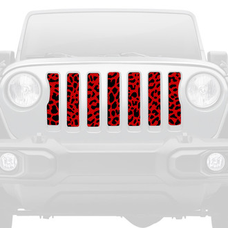Dirty Acres® - 1-Pc Cheetah Style Red Perforated Main Grille