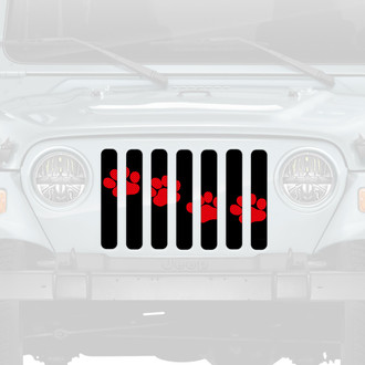 Dirty Acres® - 1-Pc Puppy Paw Prints Style Red Perforated Main Grille