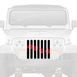 Dirty Acres® - 1-Pc Puppy Paw Prints Style Red Perforated Main Grille