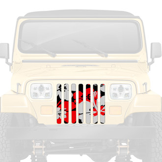 Dirty Acres® - 1-Pc Red Hawaiian Hibiscus Style Perforated Main Grille